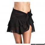Women Sarong Beach Cover up Short Chiffon Ruffle Skirt Bikini Swimsuit Wrap JW18 Black B07DH9M25S